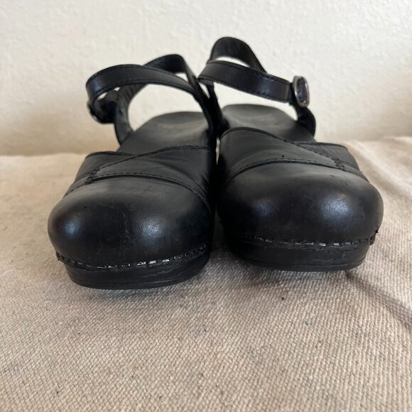 Dansko Woman's Black Leather Margrete Mary-Jane Sling-Back Clogs Sz 8.5 - 9 - Picture 5 of 13